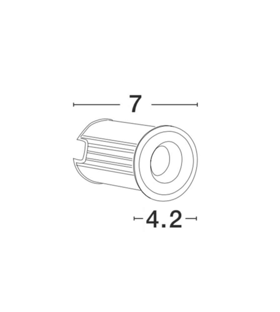 Technische Zeichnung der Bang LED Außenbodeneinbauleuchte Nickel IP67 mit Abmessungen.