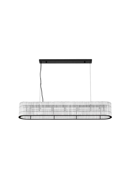 Barok pendel 110cm sort med geometrisk design og glasstænger for et moderne lysspil.