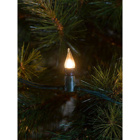 Catena di luci Topbirnen twisted tip, Un filo 20 chiari birilli all'esterno - Primo piano di un birillo luminoso.