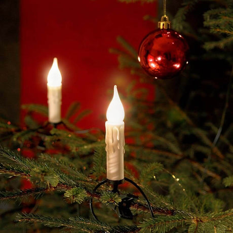 Juletræskæde frostet med vokslook, 20 pærer, dekorative lys i juletræet.