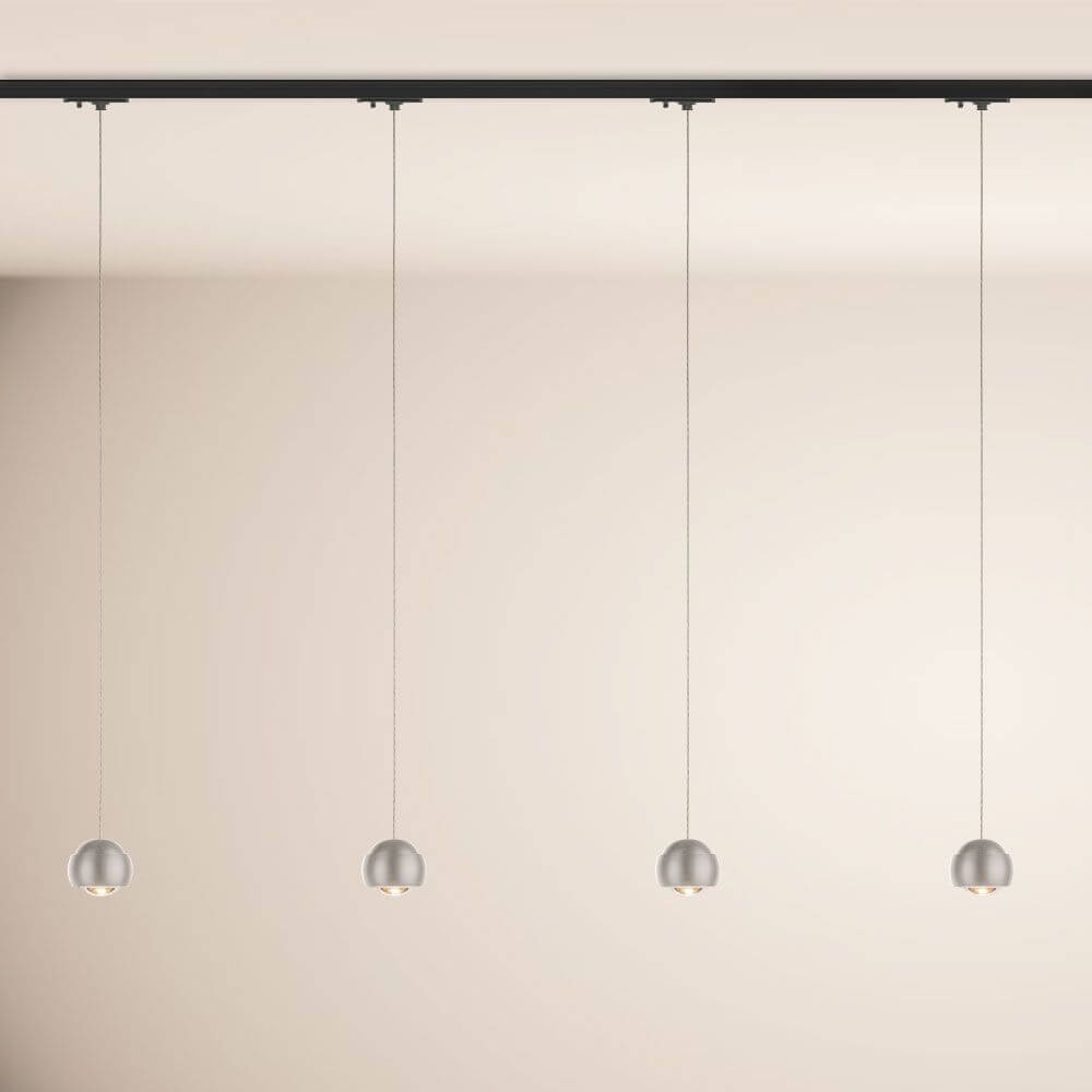 s.luce Beam LED Hängelampe 1-Phasen-Schienensystem Mitteleinspeiser mit 4 schwebenden Pendelleuchten