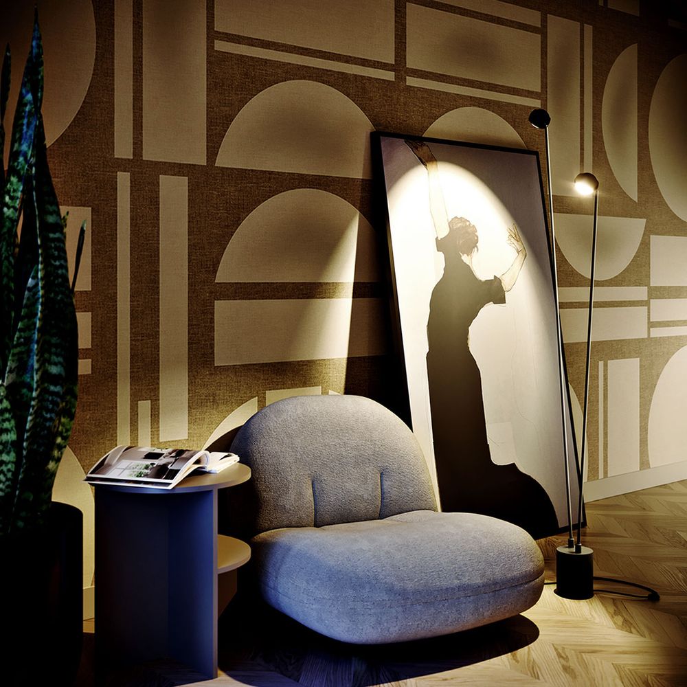 s.luce Beam LED-gulvlampe 2-lys 145 cm med berøringsdæmper