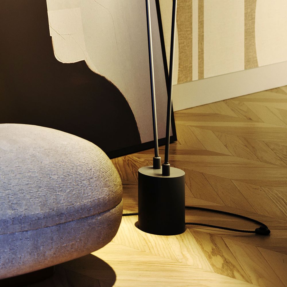 s.luce Beam LED-gulvlampe 2-lys 145 cm med berøringsdæmper