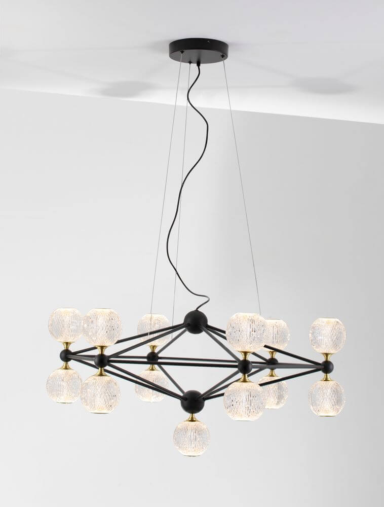 Belinda LED Pendelleuchte Ø 89cm 13-flammig mit modernem geometrischem Design für stilvolle Beleuchtung.