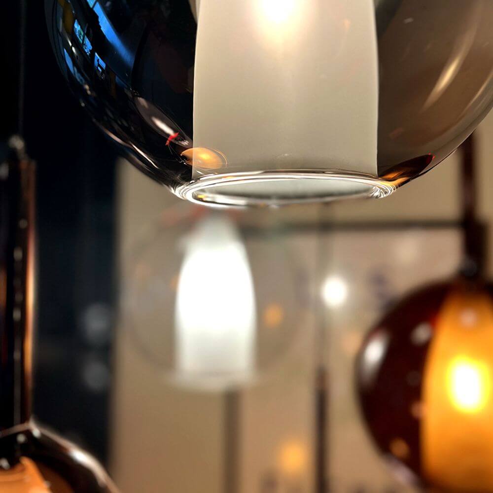 s.luce Belluna Glas Galerie-Pendelleuchte 500cm Textilkabel in verschiedenen Glasvarianten.