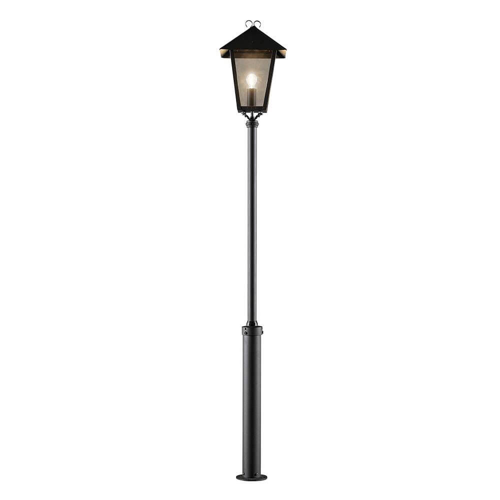 Benu Mastleuchte 254cm Schwarz, rauchfarbenes Acrylglas mit eleganter Form und großer Lichtquelle.