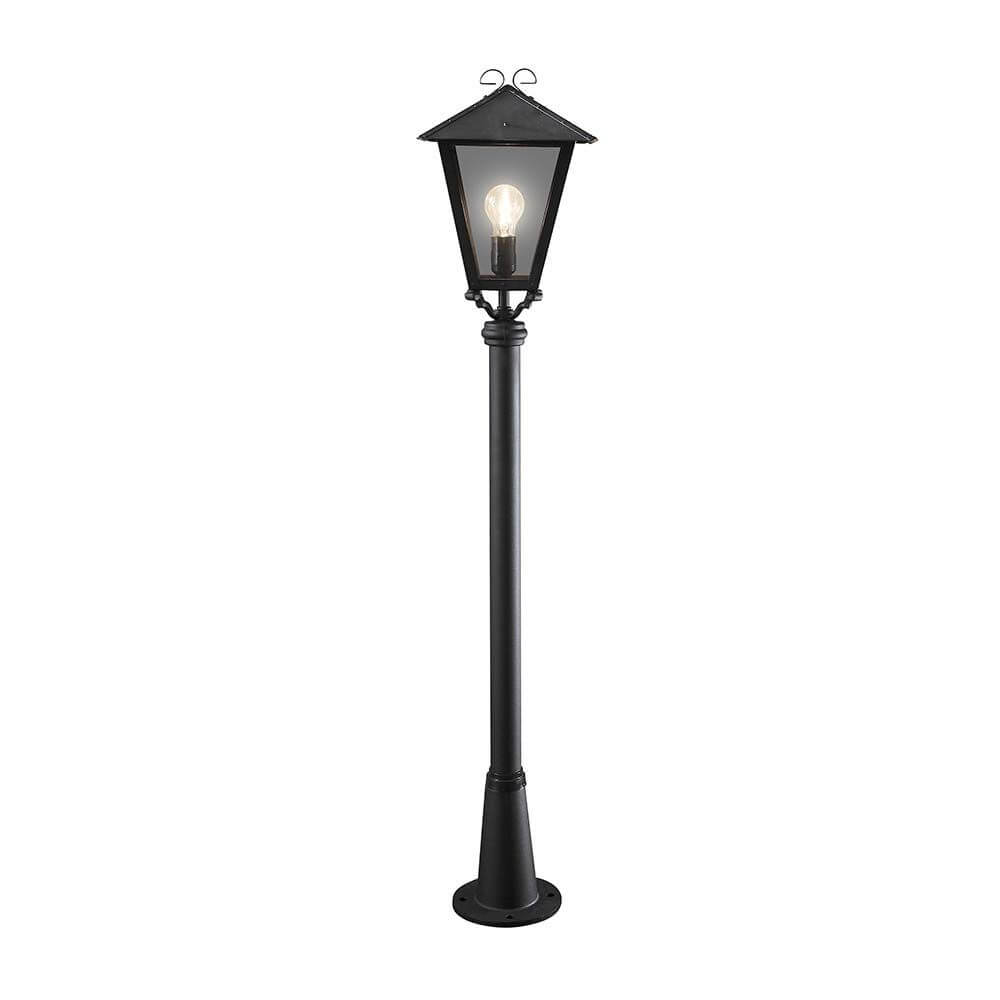 Benu Wegeleuchte Schwarz, rauchfarbenes Acrylglas mit eleganter Form und stilvollem Design für Außenbereiche.