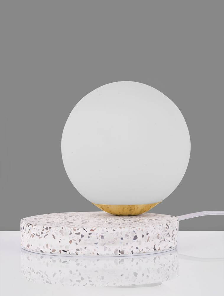 Beson Tischleuchte H 18cm Grau, Weiß mit modernem Design und energieeffizientem Licht.