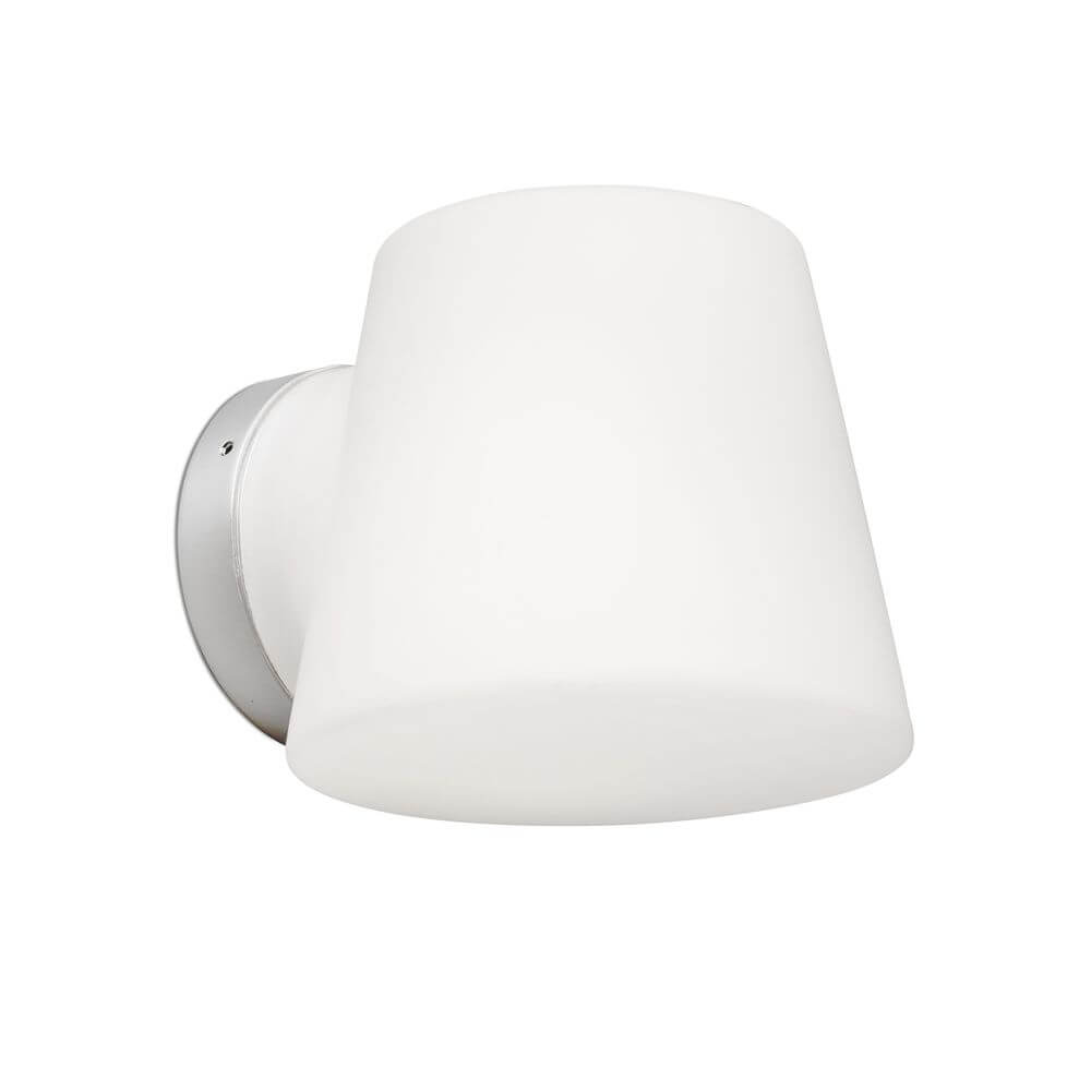 Bianca Wandlampe IP44 Chrom in elegantem Weiß mit chromfarbenem Wandhalter für stilvolle Badbeleuchtung.