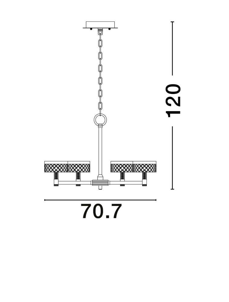Bion LED Pendelleuchte 6-flammig Ø 70,7cm 3000K Gold technische Zeichnung