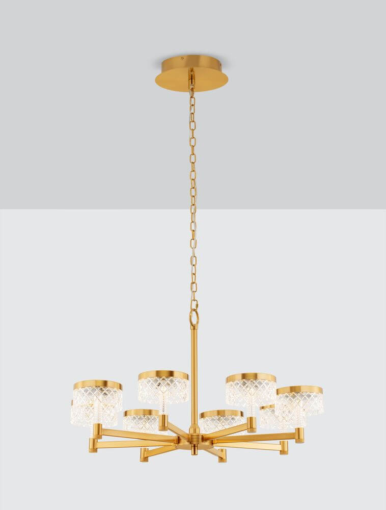 Bion LED Pendelleuchte 8-flammig Ø 80,7cm 3000K Gold in modernem Design mit goldener Oberfläche.