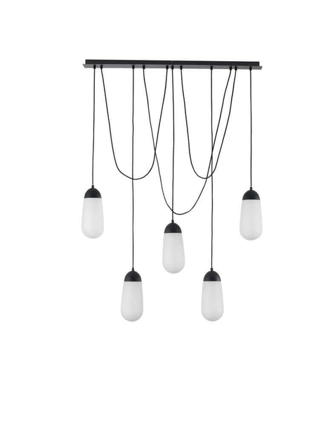 Blaky lampada a sospensione trave 103cm 5 luci nero, bianco