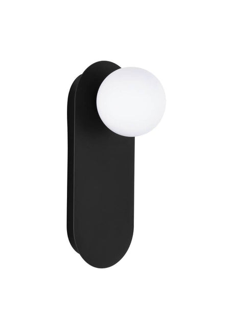 Blob wall light G9 in a modern design with a black housing and a round white light.