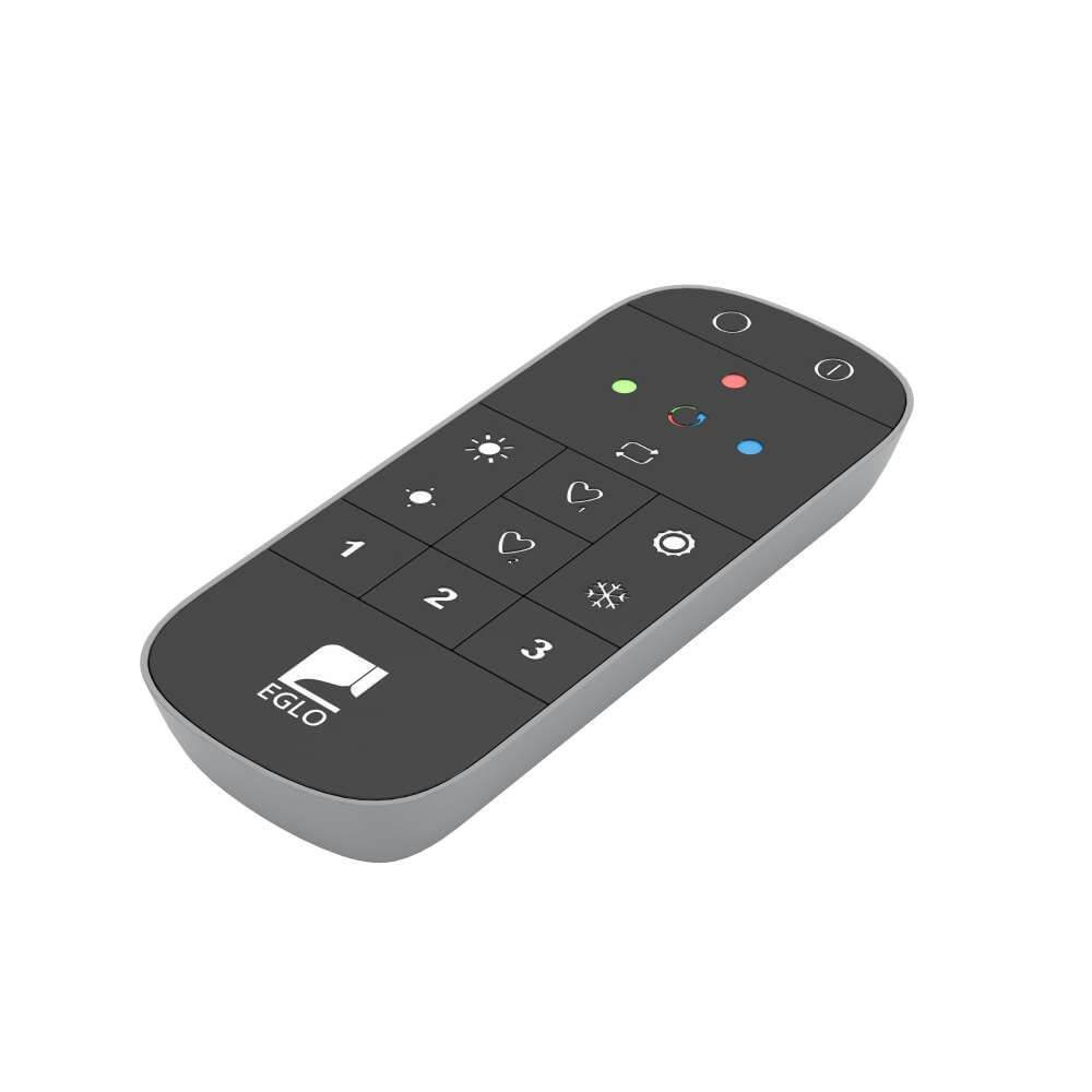 Fernbedienung Bluetooth + Zigbee Z Remote RGB CCT in grau mit schwarzer Front zur Steuerung von Smart Home Leuchten.