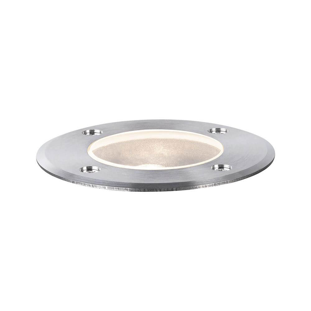 Bodeneinbauleuchte Floor 11cm Metall IP65, runde Edelstahlleuchte mit Lichtakzent für Außenbereiche.