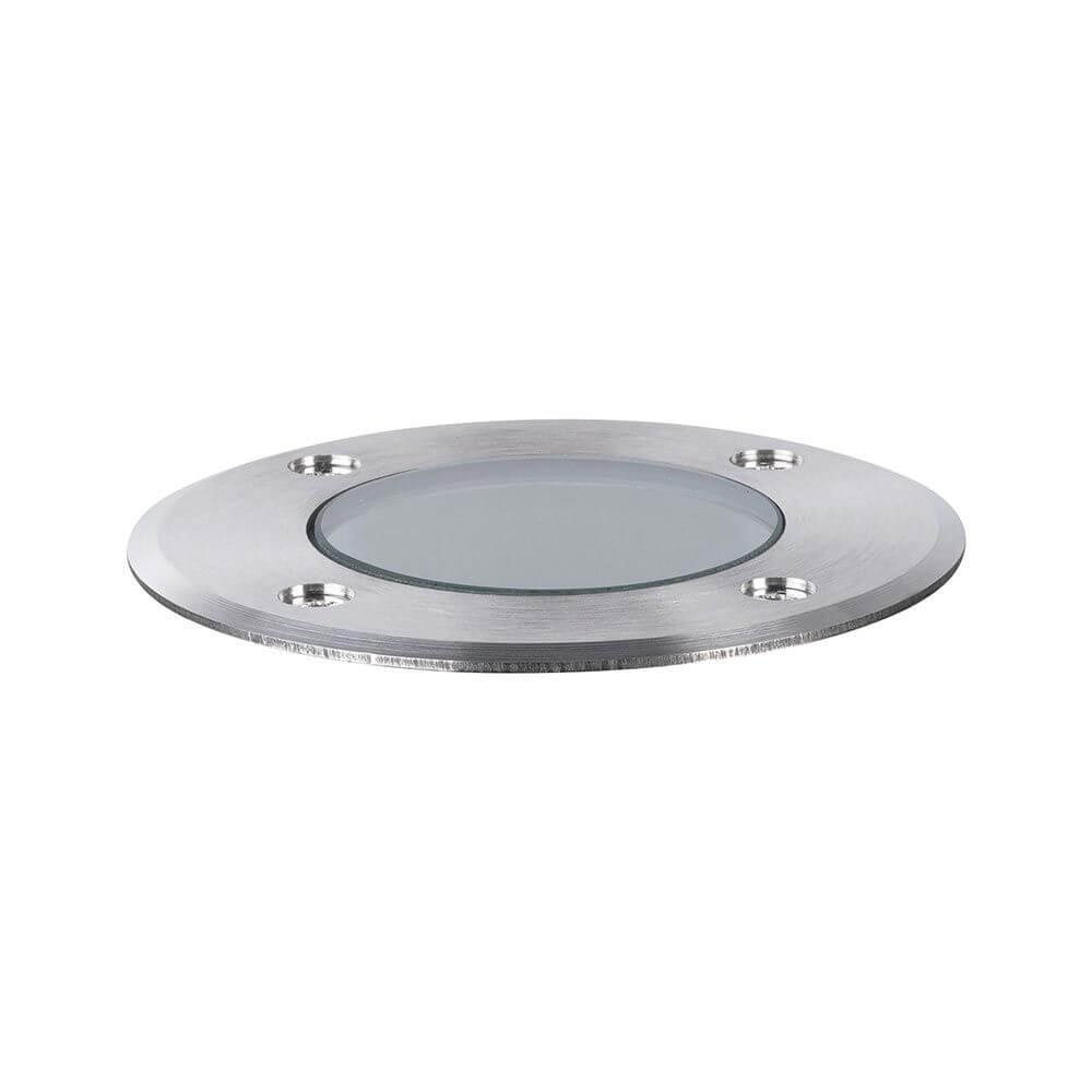 Bodeneinbauleuchte Floor 11cm Metall IP65 aus Edelstahl mit runder Form und Glaseinsatz, ideal für Außenbereiche.