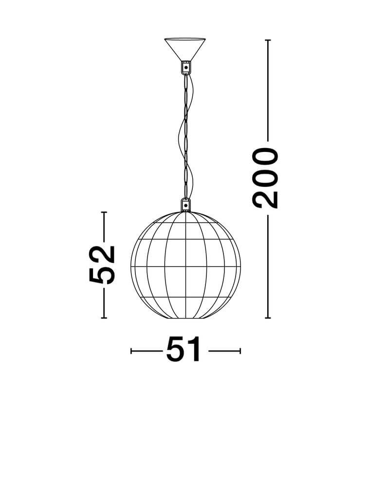 Bola Pendelleuchte Ø 51cm Braun technische Zeichnung mit Maßen