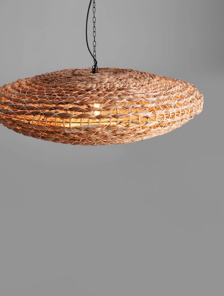 Bola Pendelleuchte Ø 81,5cm Braun im BOHO-Stil aus Wasserhyazinthe, ideal für warmes Interieur.