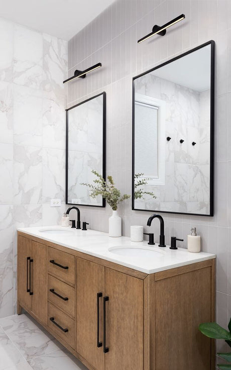 Breggo Wandleuchte 61cm 3000K IP54 moderne schwarze Bad-Wandleuchte über Waschbecken und Spiegel