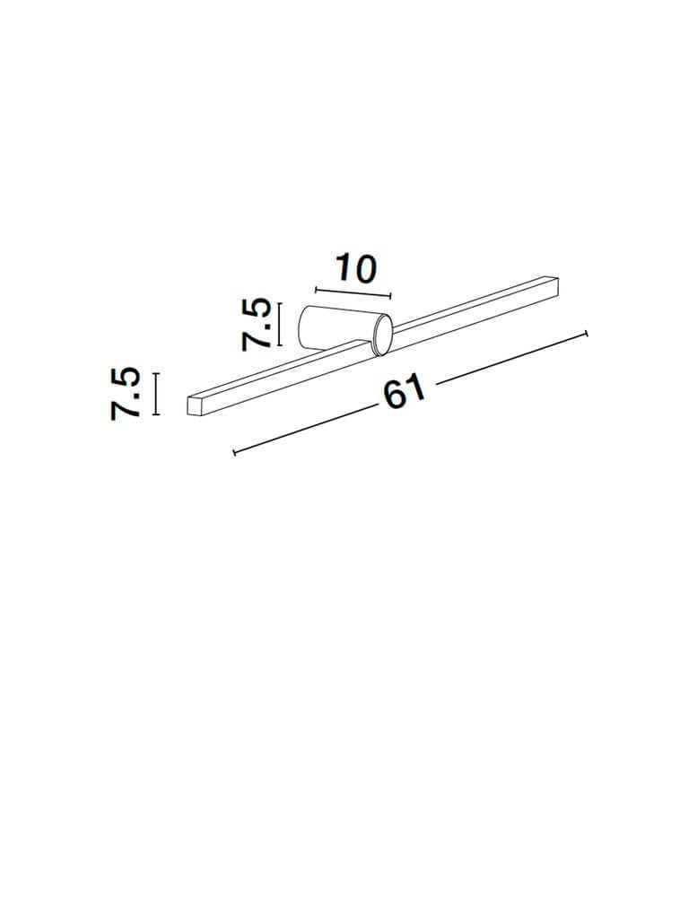 Breggo Wandleuchte 61cm 3000K IP54 technische Zeichnung mit Abmessungen und Designdetails.