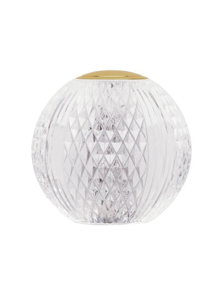Brillante LED Tischleuchte 3200K Gold, moderne Tischlampe aus Acryl und Aluminium in Gold und Transparent
