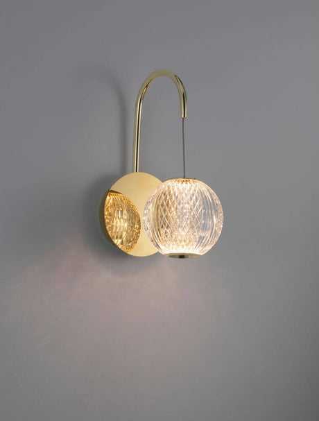 Brillante LED Wandleuchte 3200K: moderne goldene Wandleuchte mit warmweißem Licht und elegantem Glasdesign