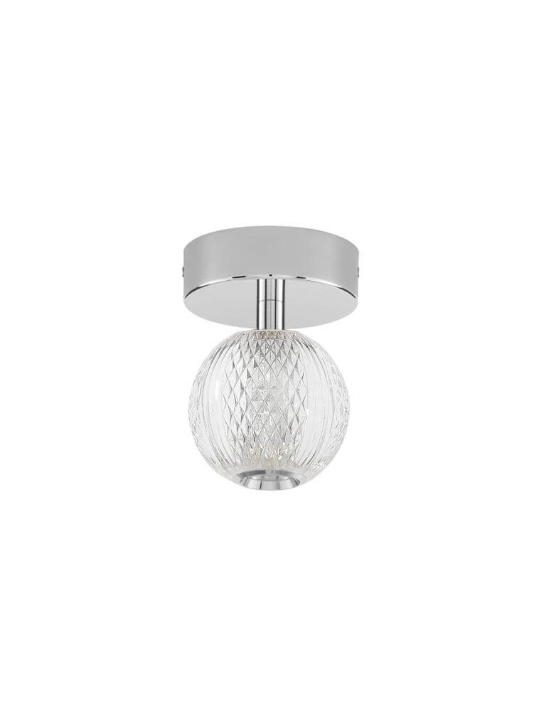Brille LED Deckenleuchte Ø 11cm 3200K Chrom in modernem Design mit kristallinen Akzenten.