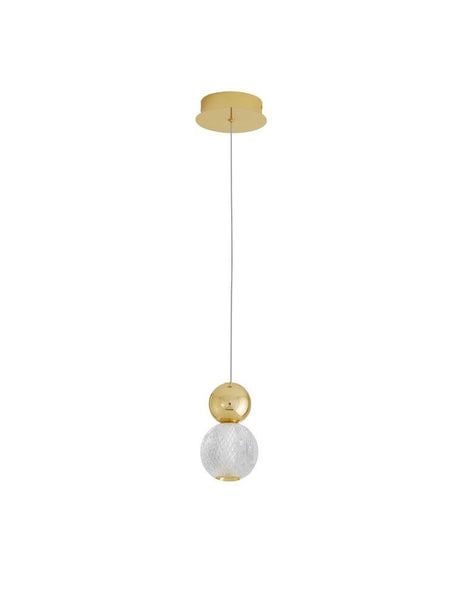Brille LED pendant light Ø 11cm 3200K Gold, elegant light with gold and glass elements.