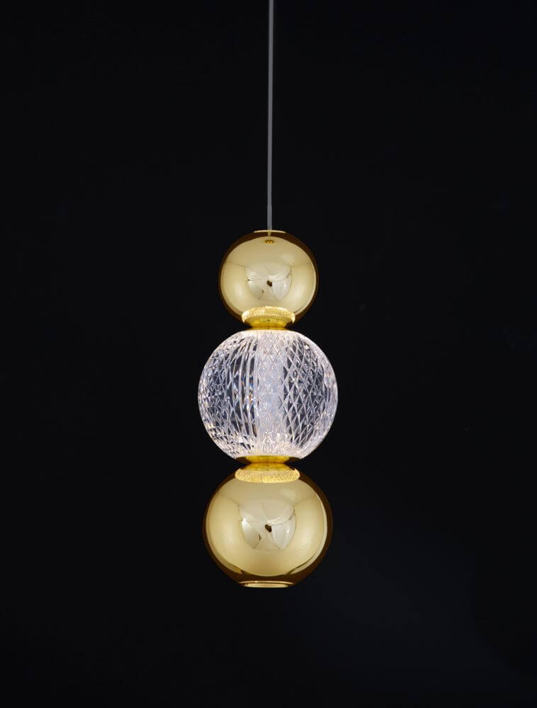Brille LED Pendelleuchte Ø 14cm 3200K Gold – moderne Leuchte mit elegantem Licht und goldener Oberfläche.