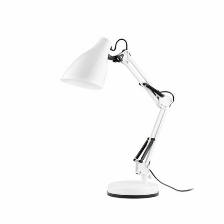Büro-Tischleuchte GRU Weiß mit verstellbarem Arm und modernem Design, ideal für den Schreibtisch.