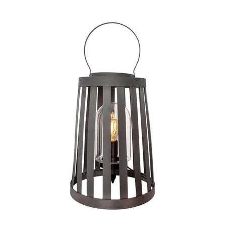 Außenlampe Delphia Tisch- & Bodenlampe IP44 in stylischem Laternen-Design mit Griff für Balkon und Terrasse.