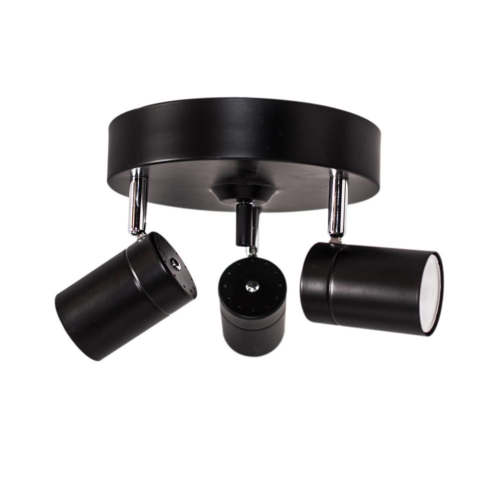 Taklampe Correct 3-lys – moderne takspot i metall i svart med justerbare hoder.