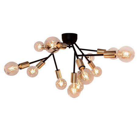 Plafonnier Heroes à 12 lumières noir - élégante lampe de plafond avec 12 sources lumineuses pour une atmosphère impressionnante.
