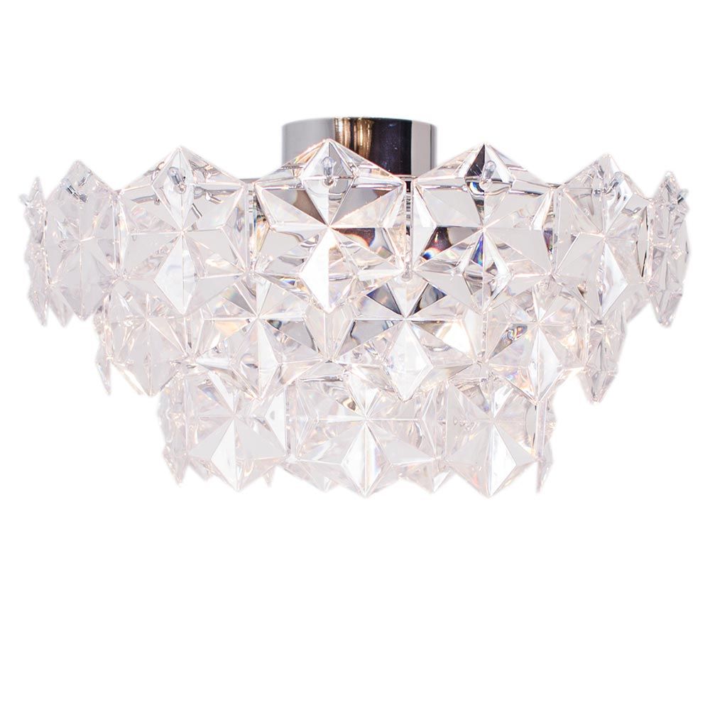 Taklampe Monarque Ø 50 cm krom, klar med glitrende krystalldesign og moderne aksenter.