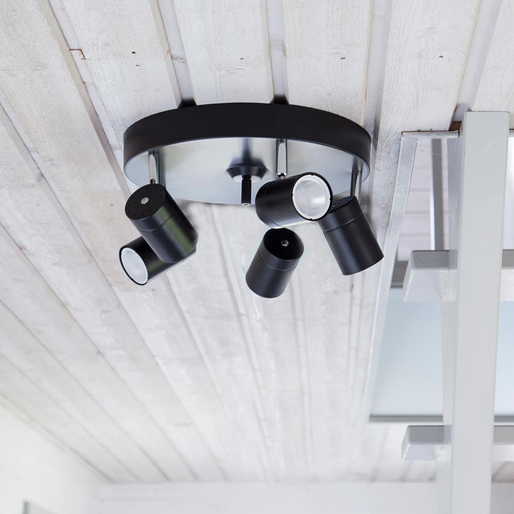 Moderne Deckenlampe Correct 5-flammig, schwarze Metalspot-Lampe für Flur oder Schlafzimmer.