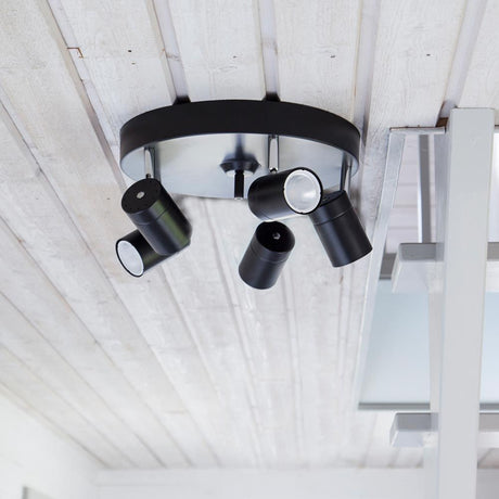 Nowoczesna lampa sufitowa Correct 5-punktowa, czarna lampa metalowa do przedpokoju lub sypialni.