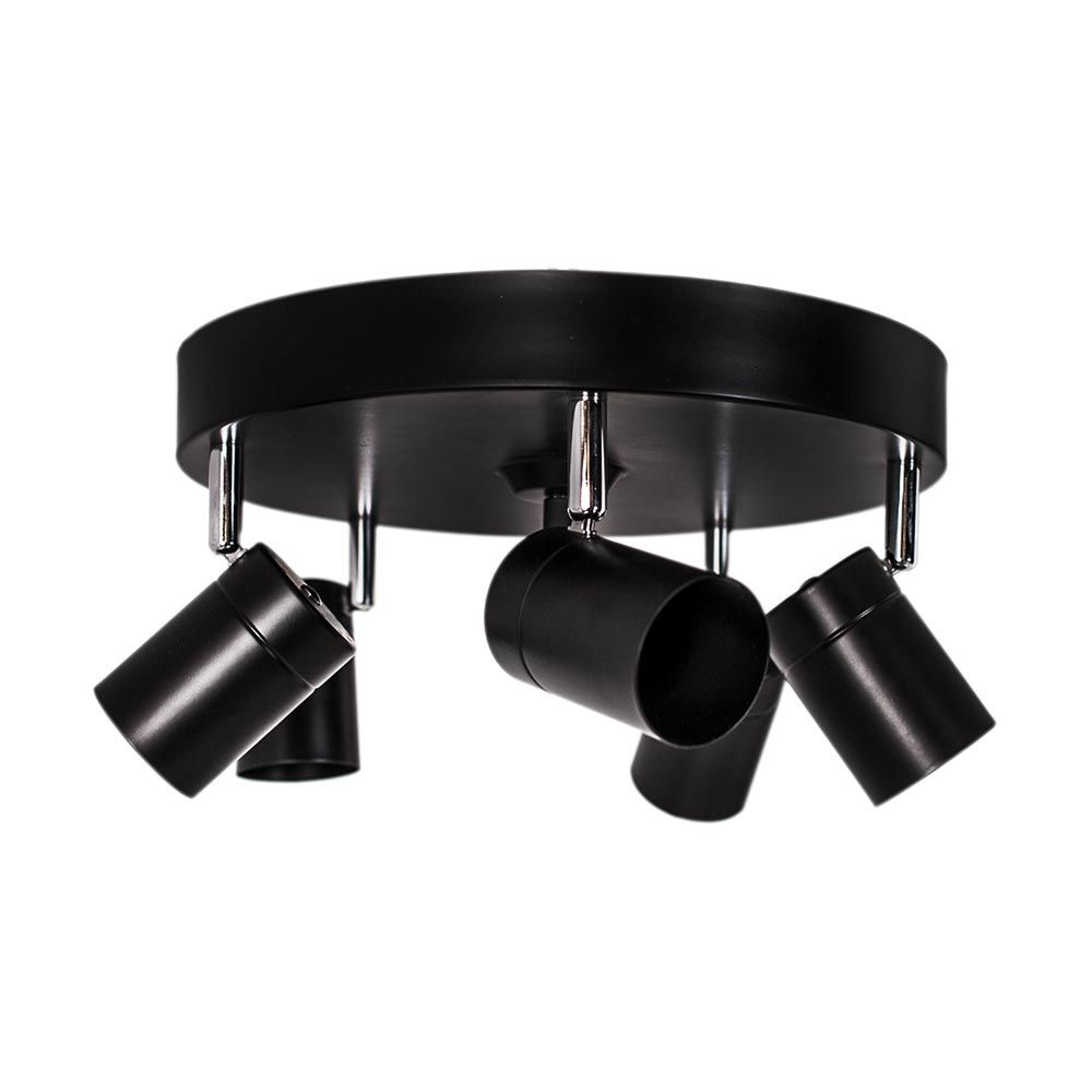Deckenspot Correct 5-flg. in Schwarz, 5 ausrichtbare Köpfe für Flur oder Schlafzimmer, einfache Installation.