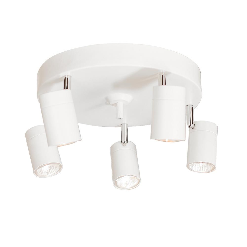 Deckenspot Correct 5-flg. in Weiß mit ausrichtbaren Köpfen, ideal für Flur oder Schlafzimmer.