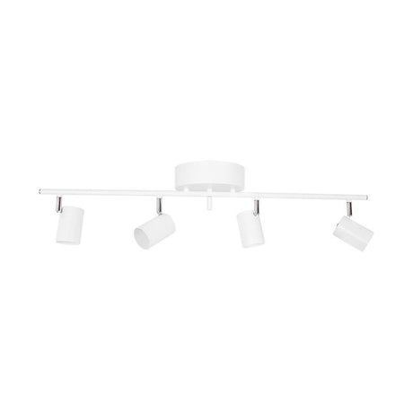 Projetor de teto Correct de 4 luzes em branco com cabeças orientáveis e instalação simples.