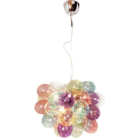 Lampada a sospensione in vetro Gross Ø 50cm con sfere di vetro colorate, disposte come una nuvola.