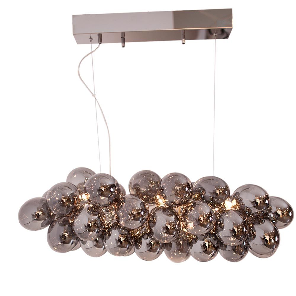 Lampada a sospensione in vetro Gross Bar 80cm con 38 palline di vetro, design esclusivo per sale da pranzo e sale conferenze.