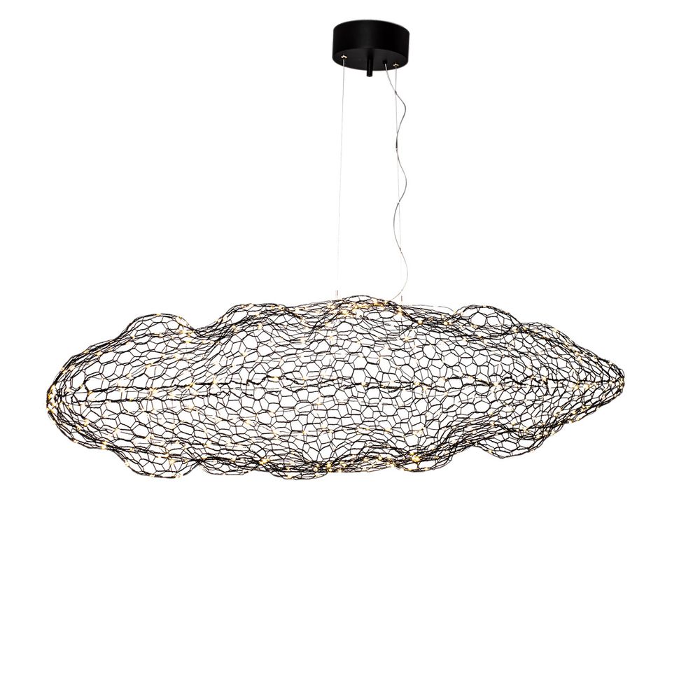 Moderne Hayden LED Hängelampe 76cm in Schwarz-Matt, handgefertigt und dimmbar, einzigartiges Design