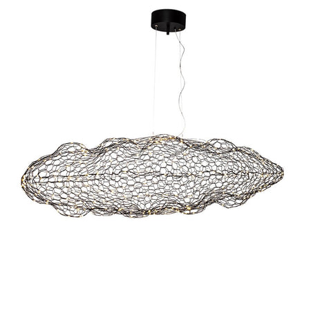 Hayden LED lampada a sospensione 76 cm nero opaco in un design moderno, artigianale con luce calda.