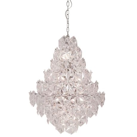 Lampadario Monarque Grande Ø 58 cm Cromo, Trasparente con eleganti accenti in cristallo e moderna sospensione.