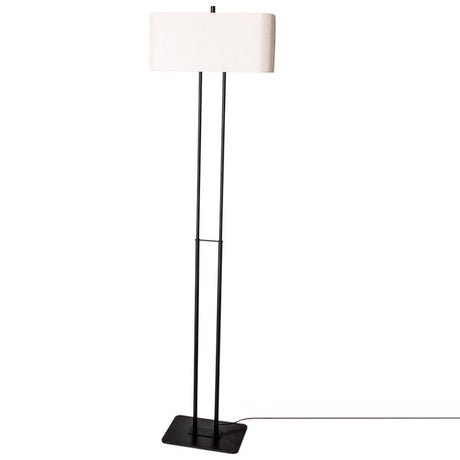 Luton floor lamp white with a black metal base and white linen shade, modern design for any home.