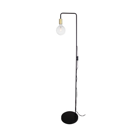 Fondi floor lamp 150 cm black - black floor lamp with matte brass lamp holder and clear light bulb.