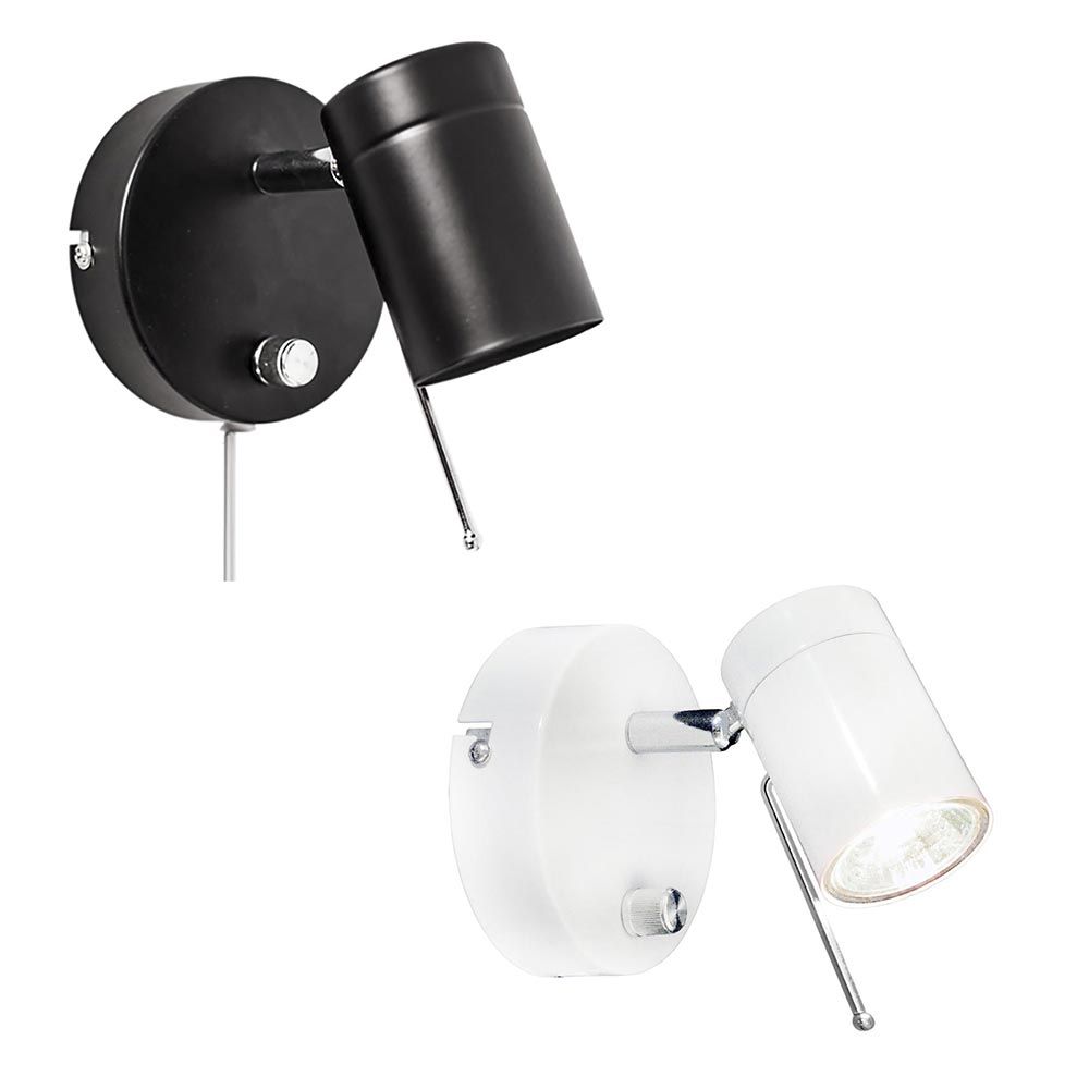 Wandspot Correct: verstellbare Wandleuchte in Schwarz und Weiß, ideal als Nachttischlampe mit Dimmer.