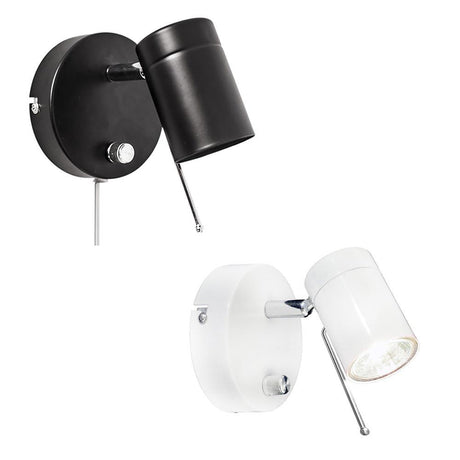 Wandspot Correct: justerbar vägglampa i svart och vitt, idealisk som nattlampa med dimmer.