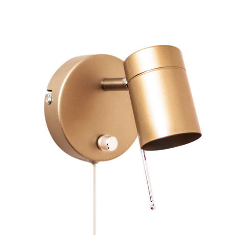 Wandspot Correct - justerbar vägglampa i metall i guld med dimmerhjul och flexibelt lamphuvud.