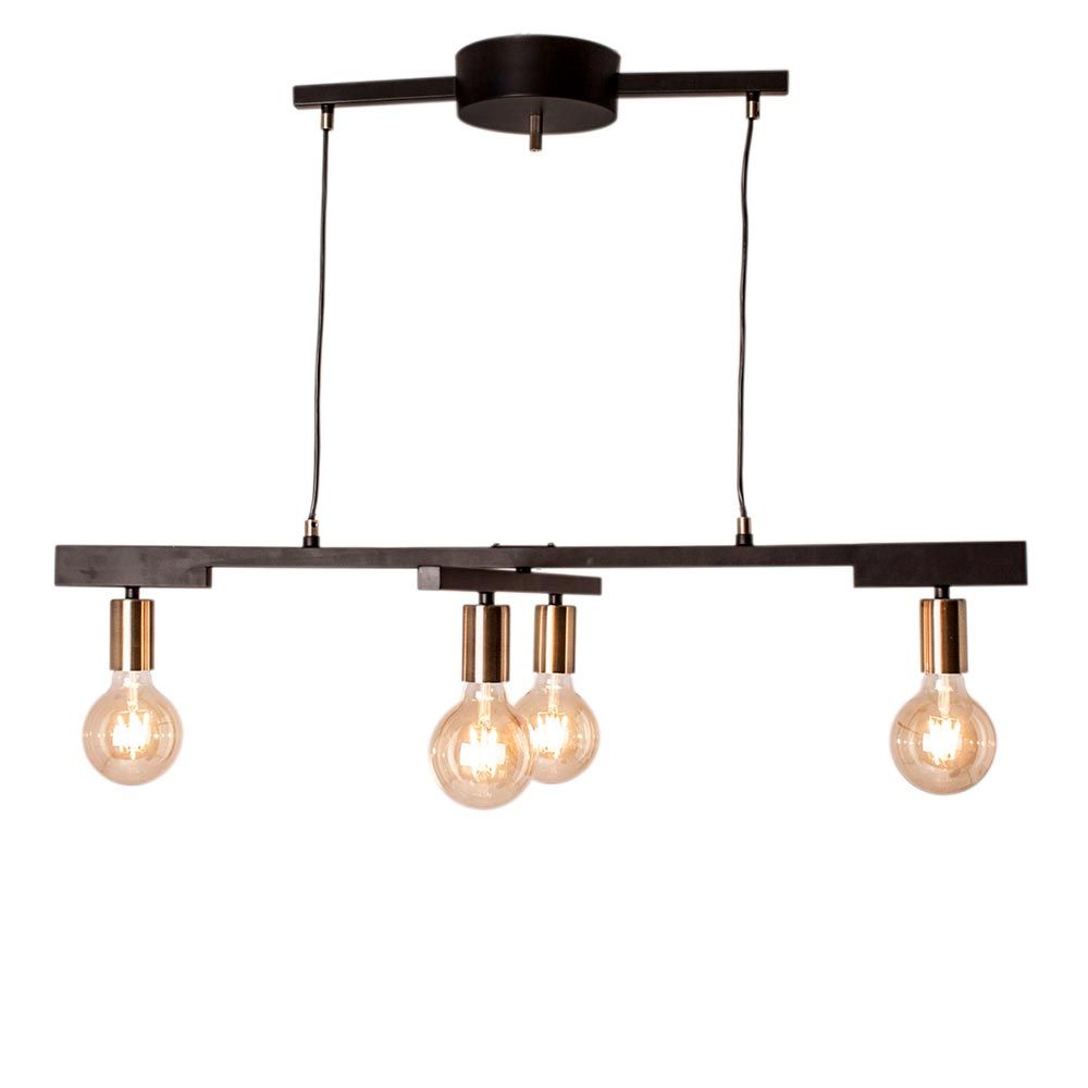Hanglamp Zeona verstelbare arm Zwart-Messing met drie gloeilampen en elegant design.
